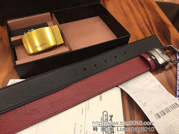 蔻馳 新款 男士雙扣裝 純銅電鍍皮帶扣 搭配官方專用頭層牛皮 男款皮帶  xfp1067